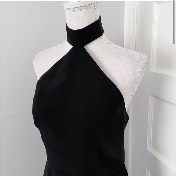 Amanda Uprichard Queen Gown Black Halter Long High Slit - Picture 9 of 11